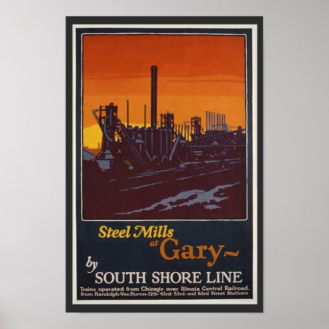Poster Vintage voyage des aciéries de Gary Indiana (Devant)