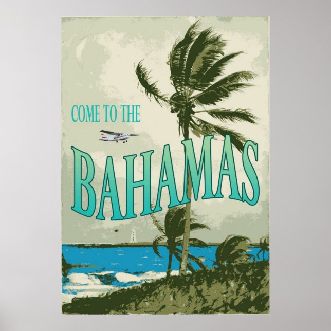 Poster Vintage voyage des Bahamas (Devant)