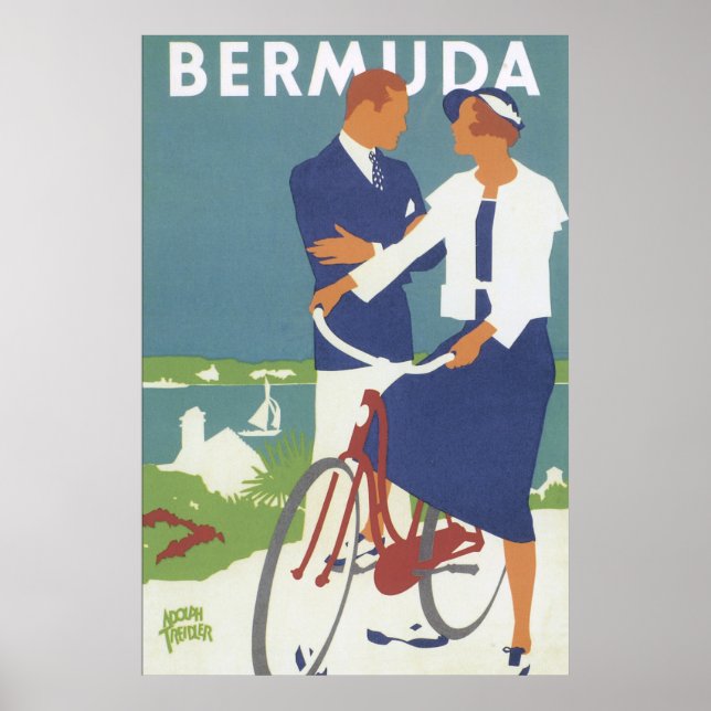 Poster Vintage voyage des Bermudes (Devant)