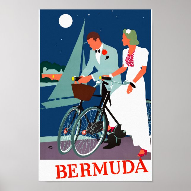 Poster Vintage voyage des Bermudes restauré (Devant)