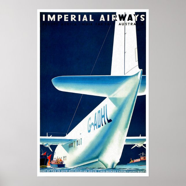 Poster Vintage voyage d'Imperial Airways Airlines (Devant)