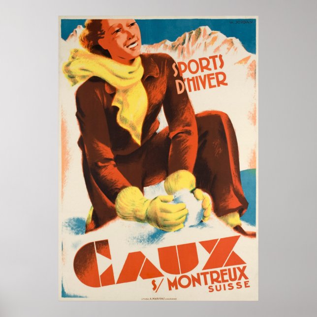Poster Vintage voyage du Caux Suisse (Devant)