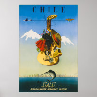 Poster Vintage voyage du Chili