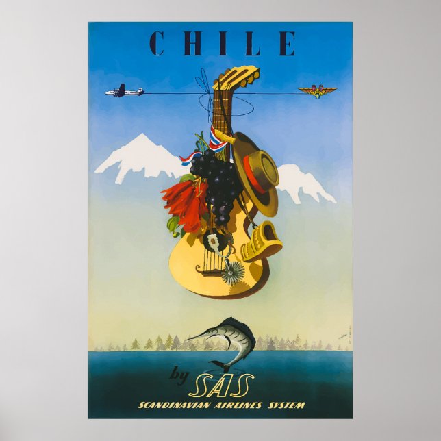 Poster Vintage voyage du Chili (Devant)