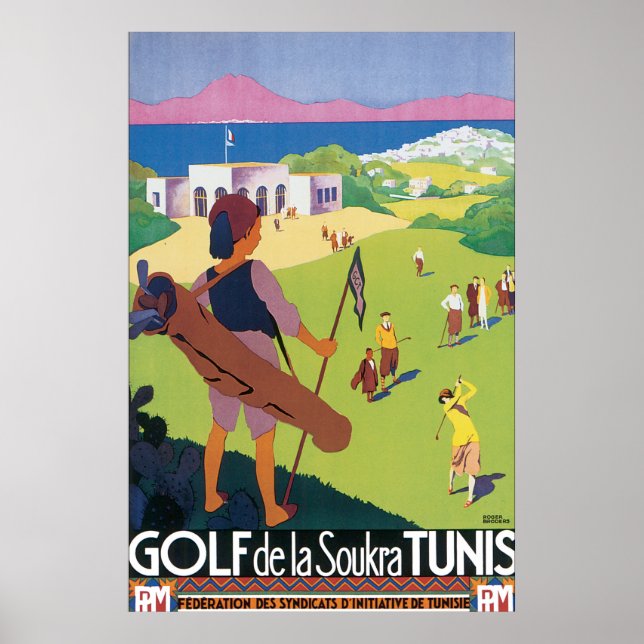 Poster Vintage voyage du Golf de La Soukra Tunis (Devant)