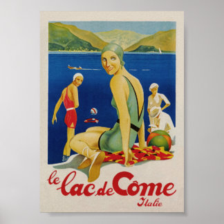 Poster Vintage voyage du lac de Côme Italie