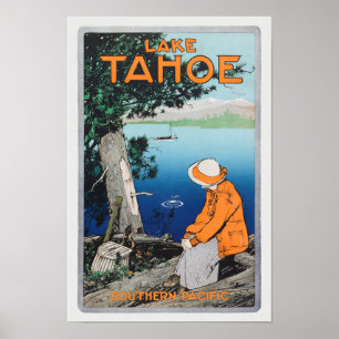 Poster Vintage voyage du lac Tahoe 1923