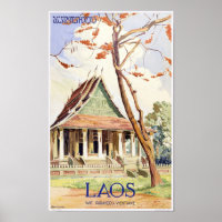 Poster Vintage voyage du Laos
