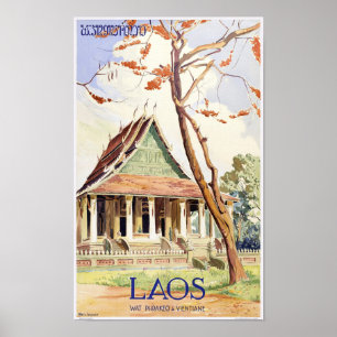Poster Vintage voyage du Laos