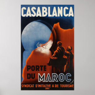 Poster Vintage voyage du Maroc Casablanca