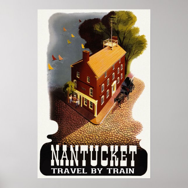 Poster Vintage voyage du Massachusetts de Nantucket (Devant)