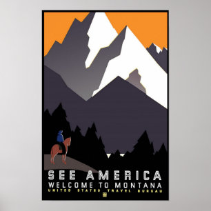 Poster Vintage voyage du Montana