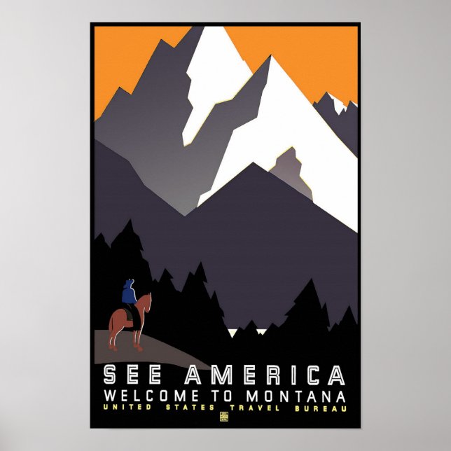 Poster Vintage voyage du Montana (Devant)