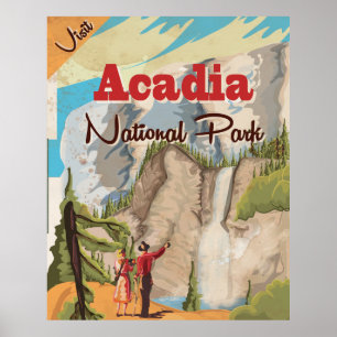 Poster Vintage voyage du parc national Acadia