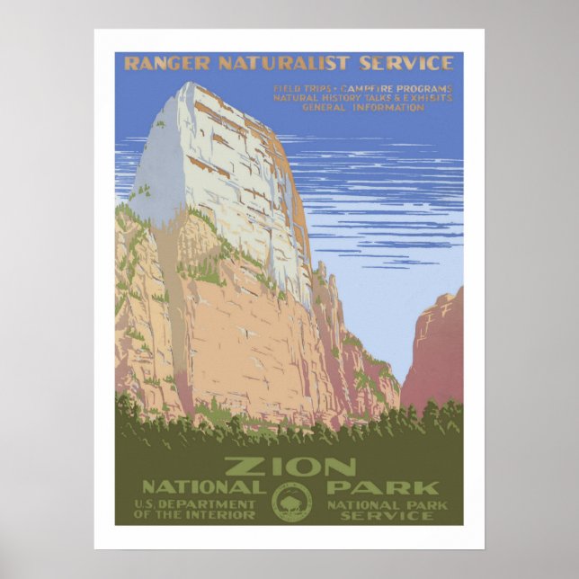 Poster Vintage voyage du parc national de Zion (Devant)
