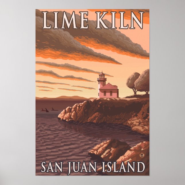 Poster Vintage voyage du phare Lime Kiln (Devant)
