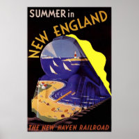 Poster Vintage voyage / Été en Nouvelle-Angleterre