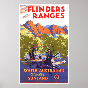 Poster Vintage voyage Flinders Ranges Australie