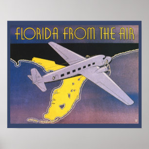 Poster Vintage voyage, Floride d'avion