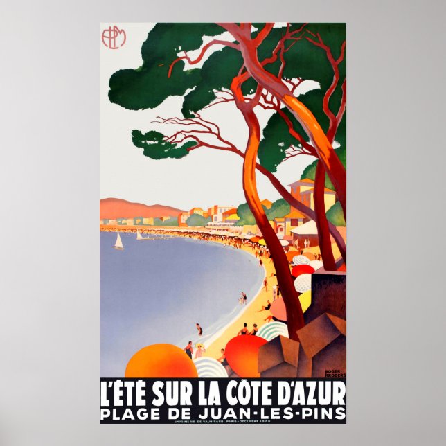 Poster Vintage voyage France Côte dazure (Devant)
