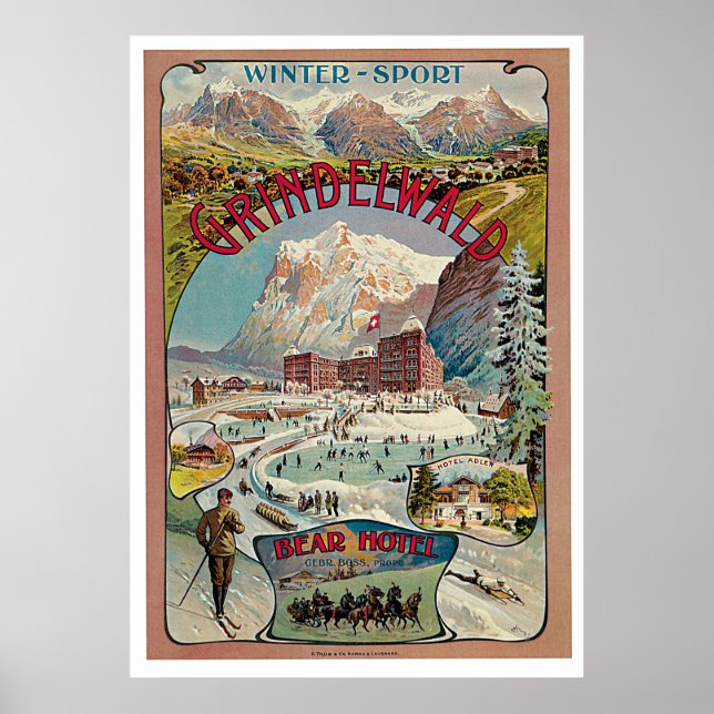 Poster Vintage voyage Grindelwald Winter-Sport (Devant)