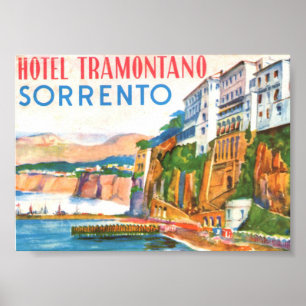 Poster Vintage voyage, Hotel Sorrento Italie