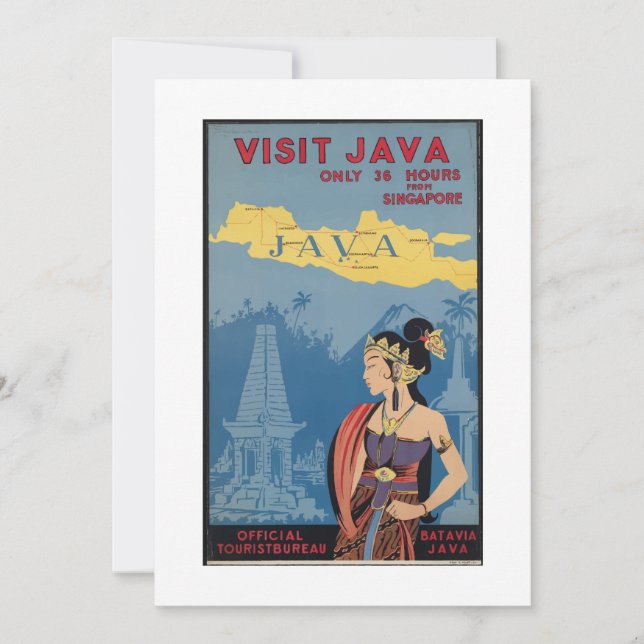 Poster Vintage voyage Java Cartes Indonésie (Devant)