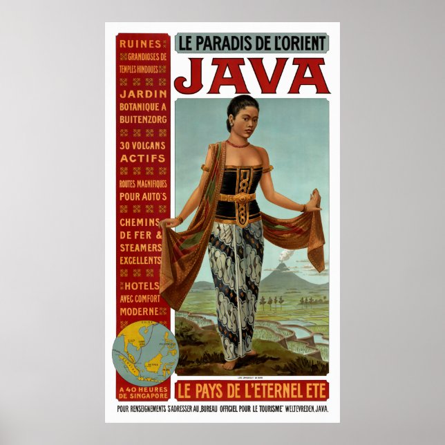 Poster Vintage voyage Java restauré (Devant)