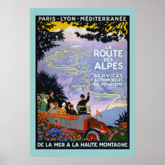 Poster Vintage voyage - La Route des Alpes