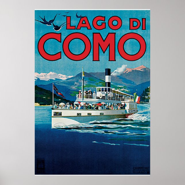Poster Vintage voyage Lago Di Como (Devant)