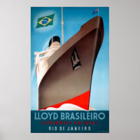 Poster Vintage voyage Lloyd Brasileiro restauré