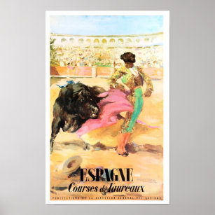 Poster Vintage voyage Matador Espagne restauré
