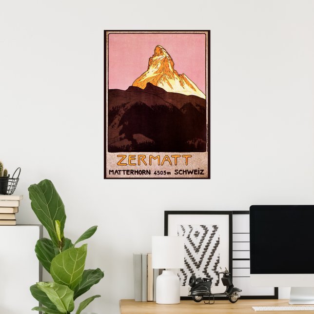 Poster Vintage voyage, Matterhorn Mountain, Suisse (Bureau à domicile)