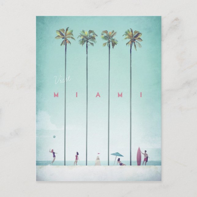 Poster Vintage voyage Miami - Carte postale Art (Devant)