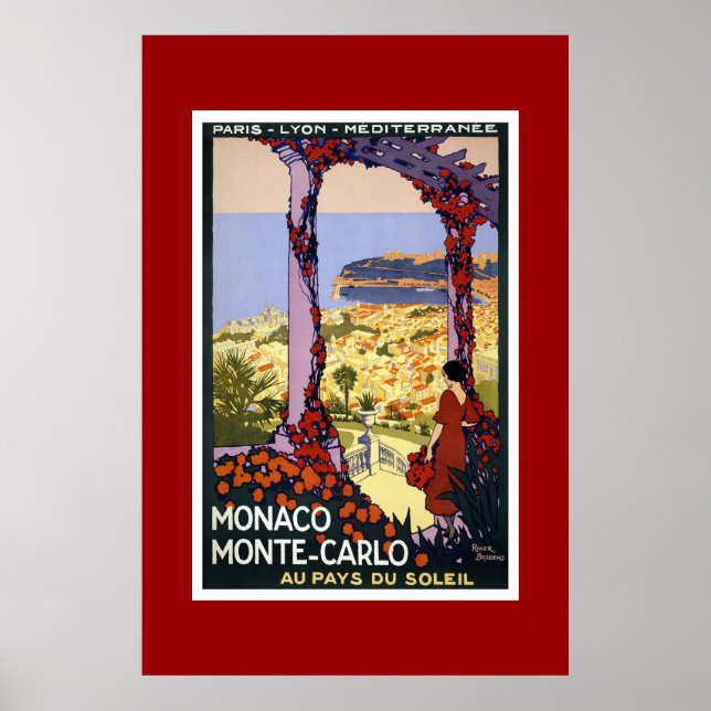 Poster Vintage voyage Monaco Monte Carlo (Devant)