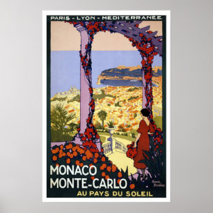 Poster Vintage voyage Monte-Carlo de Monaco