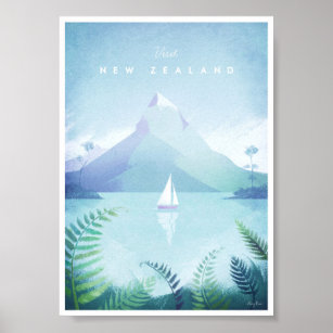 Poster Vintage voyage néo-zélandais