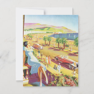 Poster Vintage voyage, Nice, France Côte d'Azur