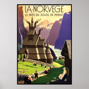 Poster Vintage voyage Norvège