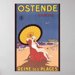 Poster Vintage voyage Ostende-Belgique