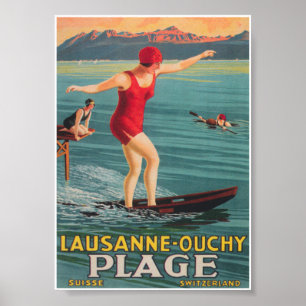 Poster Vintage voyage Ouchy, Lausanne, Suisse