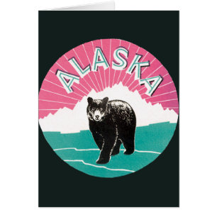 Poster Vintage voyage, Ours noir de l'Alaska en ne