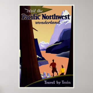 Poster Vintage voyage Pacifique Nord-Ouest