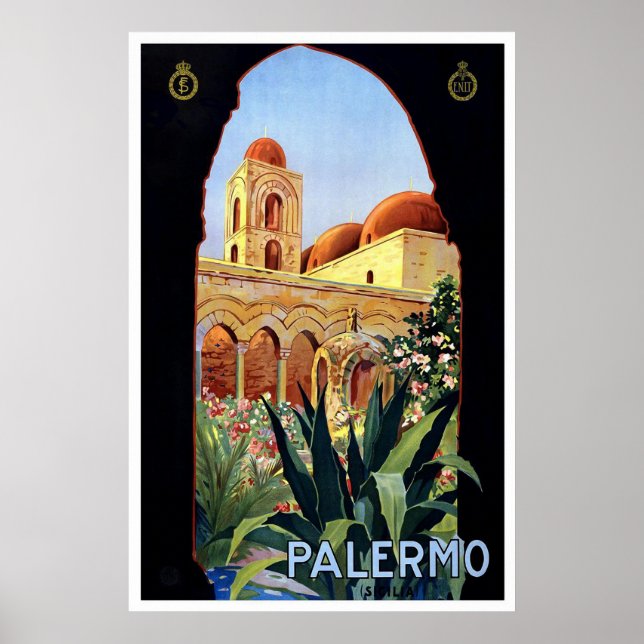 Poster Vintage voyage "Palerme" (Devant)