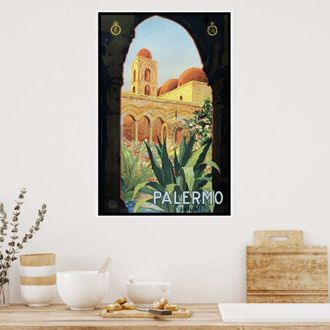 Poster Vintage voyage, Palerme, Sicile, Italie (Cuisine)