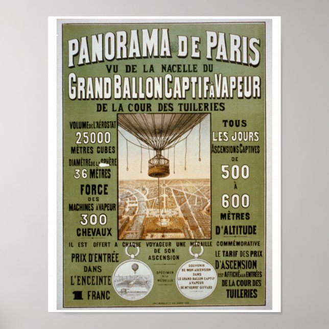 Poster Vintage voyage Panorama de Paris (Devant)