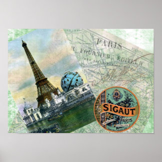Poster Vintage voyage Paris
