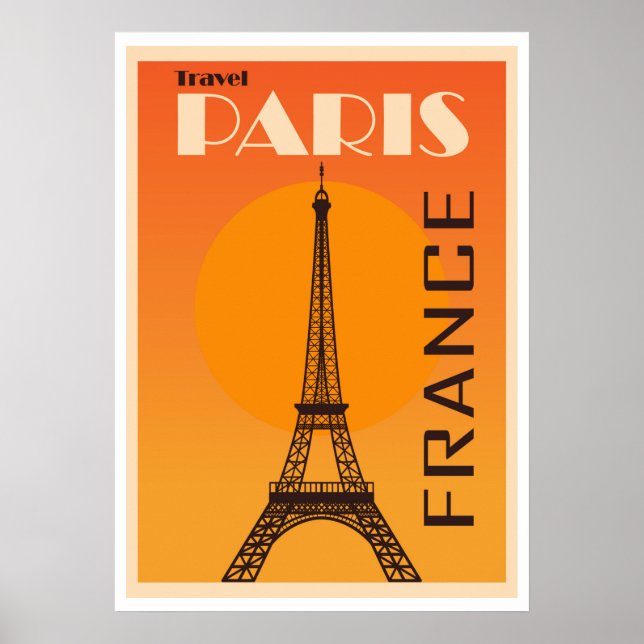 Poster Vintage voyage Paris, France (Devant)