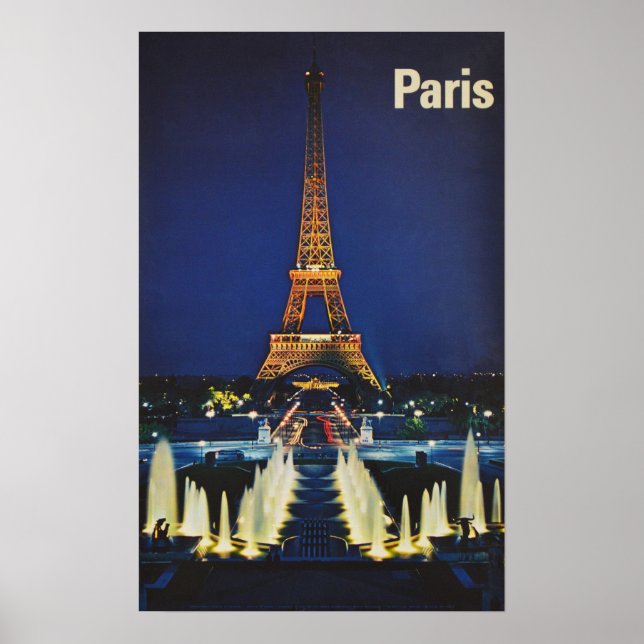 Poster Vintage voyage Paris, France 1970ca (Devant)