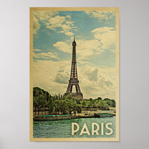 Poster Vintage voyage Paris Tour Eiffel France